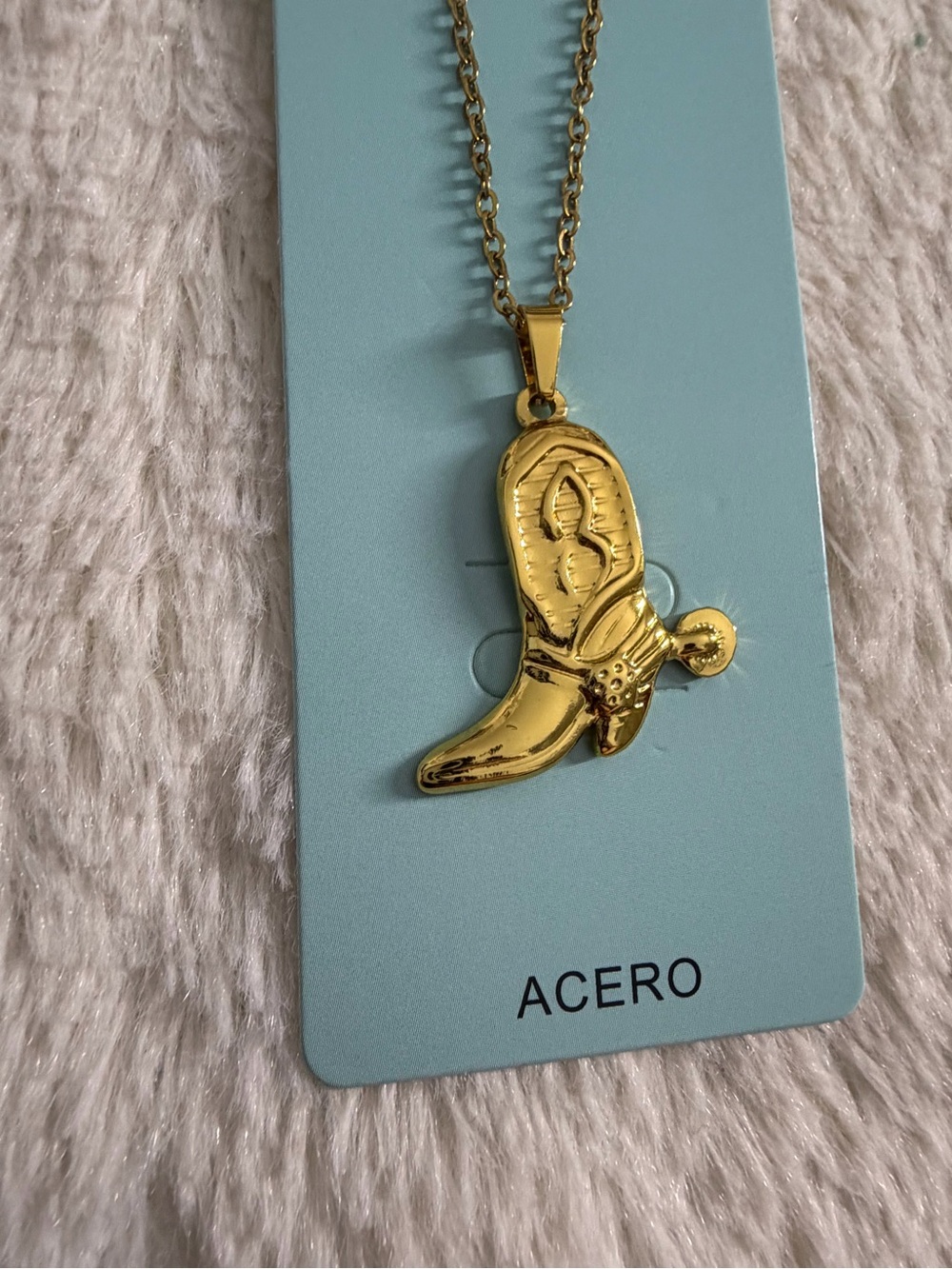 Acer Gold Cowboy Boot Pendant Necklace - Picture 2 of 3